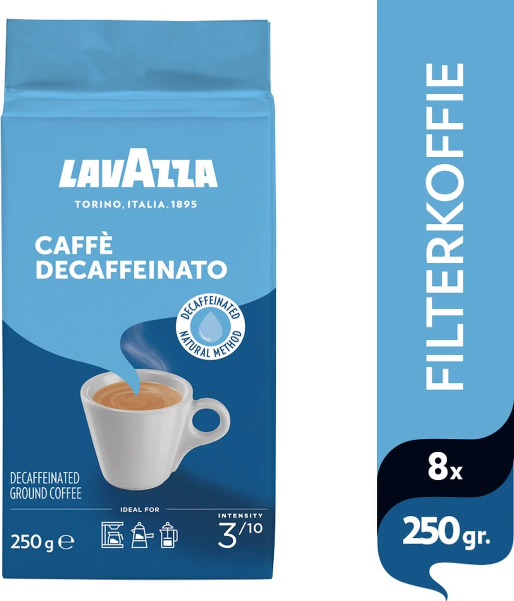 Lavazza Caffe Decaffeinato filterkoffie - 250 gram x8 Lavazza Caffe Decaffeinato Filterkoffie - 250 Gram X8 -Lavazza Winkel