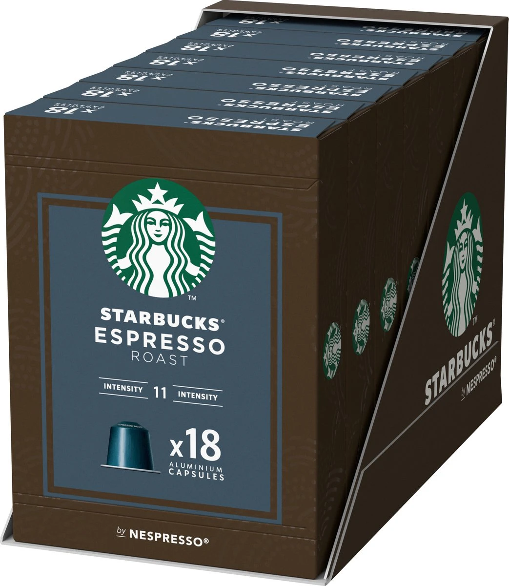 Starbucks by Nespresso capsules Espresso Roast - 7 doosjes à 18 koffiecups Starbucks By Nespresso Capsules Espresso Roast - 7 Doosjes à 18 Koffiecups -Lavazza Winkel 1043x1200 2