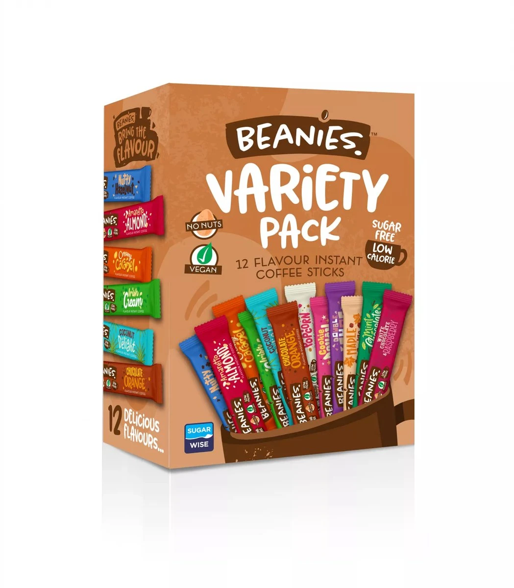 Beanies - instant koffie - variety pack - koffie - flavoured - oploskoffie - 12 sticks - kado - koffie kado - koffie smaakjes Beanies - Instant Koffie - Variety Pack - Koffie - Flavoured - Oploskoffie - 12 Sticks - Kado - Koffie Kado - Koffie Smaakjes -Lavazza Winkel
