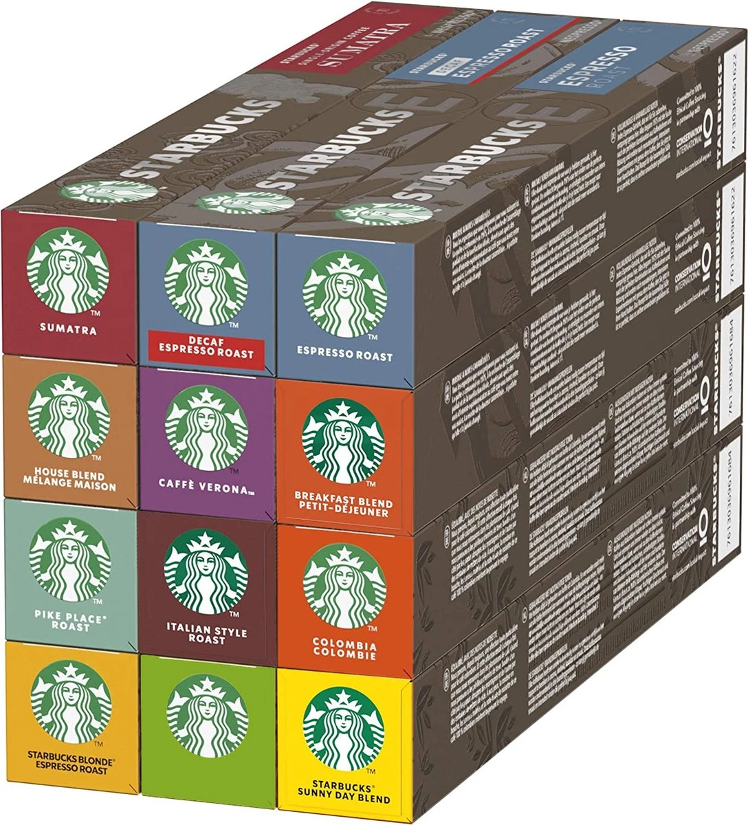 Starbucks® by Nespresso Probeerverpakking - 8 varianten - 12 x 10 capsules Starbucks® By Nespresso Probeerverpakking - 8 Varianten - 12 X 10 Capsules -Lavazza Winkel