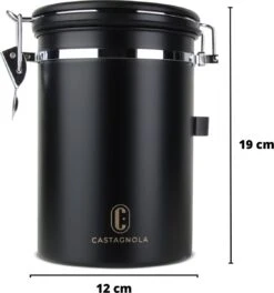 Castagnola Koffie Bewaarbus - Luchtdicht Met CO2 Uitlaat - Voor 600 Gram Koffiebonen - Koffieblik Matzwart Voorraadbussen - Voorraadbus - 1.8L 6 Castagnola Koffie Bewaarbus - Luchtdicht Met CO2 Uitlaat - Voor 600 Gram Koffiebonen - Koffieblik Matzwart Voorraadbussen - Voorraadbus - 1.8L -Lavazza Winkel 1123x1200