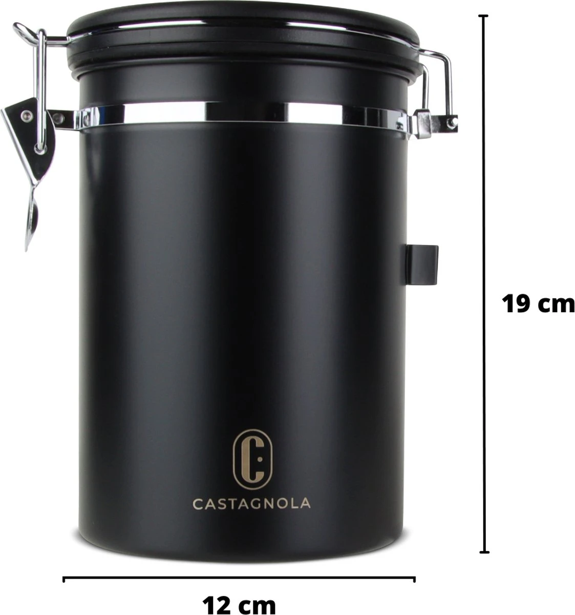 Castagnola Koffie Bewaarbus - Luchtdicht met CO2 Uitlaat - voor 600 gram Koffiebonen - Koffieblik Matzwart Voorraadbussen - Voorraadbus - 1.8L Castagnola Koffie Bewaarbus - Luchtdicht Met CO2 Uitlaat - Voor 600 Gram Koffiebonen - Koffieblik Matzwart Voorraadbussen - Voorraadbus - 1.8L -Lavazza Winkel