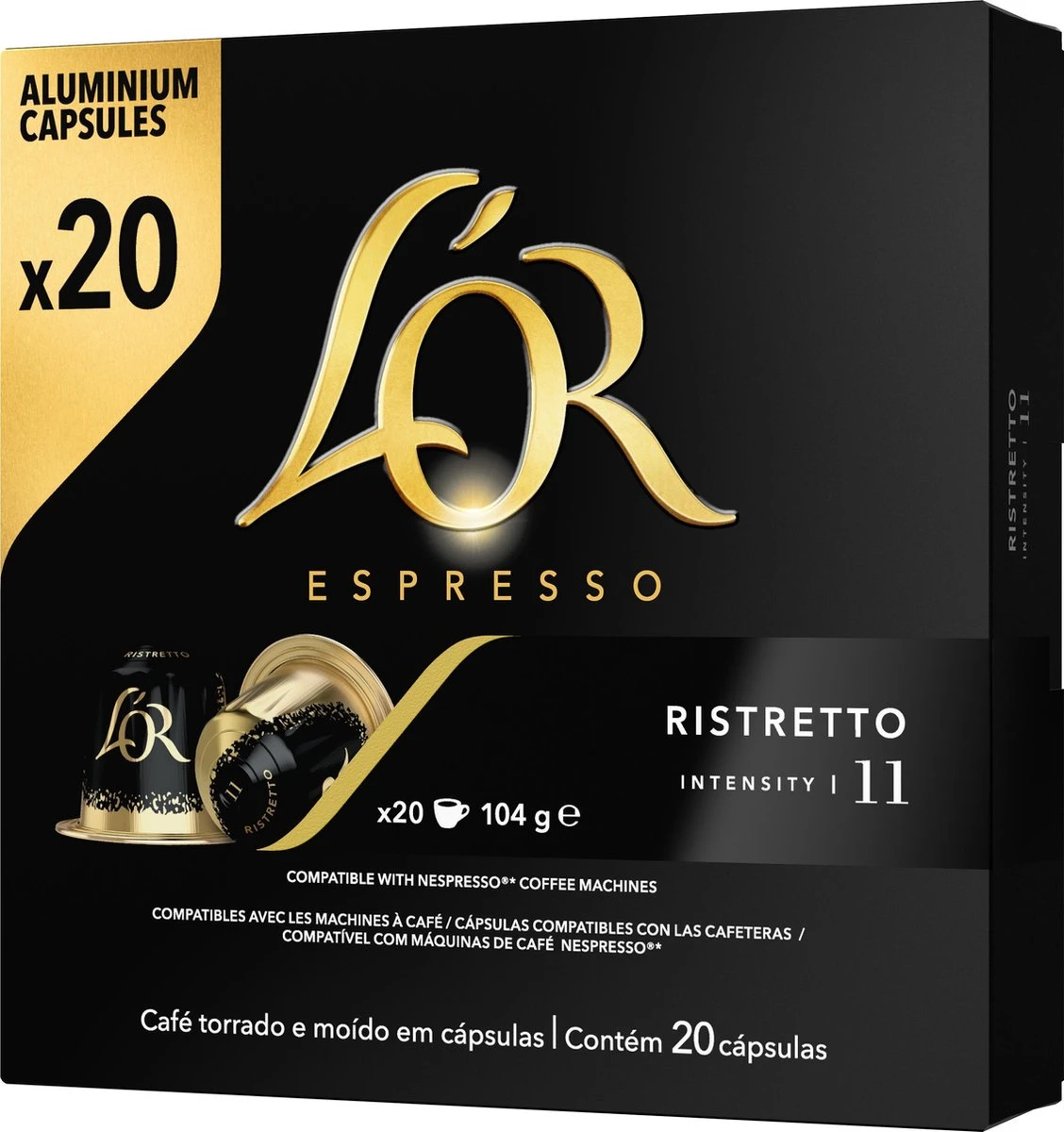 L'OR Espresso Ristretto Koffiecups - Intensiteit 11/12 - 10 x 20 capsules L'OR Espresso Ristretto Koffiecups - Intensiteit 11/12 - 10 X 20 Capsules -Lavazza Winkel 1128x1200 1