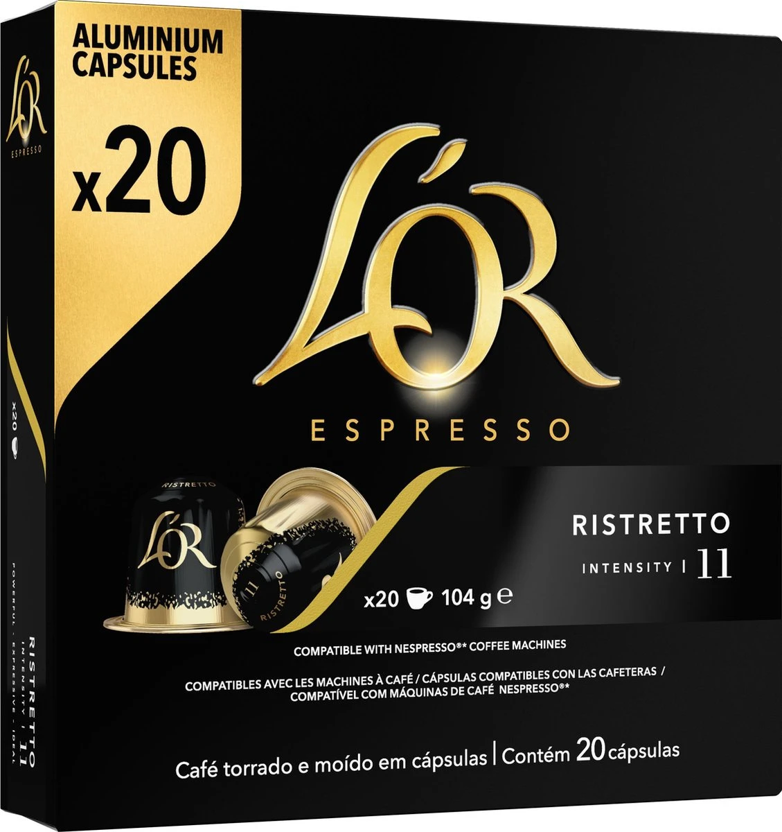 L'OR Espresso Ristretto Koffiecups - Intensiteit 11/12 - 10 x 20 capsules L'OR Espresso Ristretto Koffiecups - Intensiteit 11/12 - 10 X 20 Capsules -Lavazza Winkel 1129x1200 1