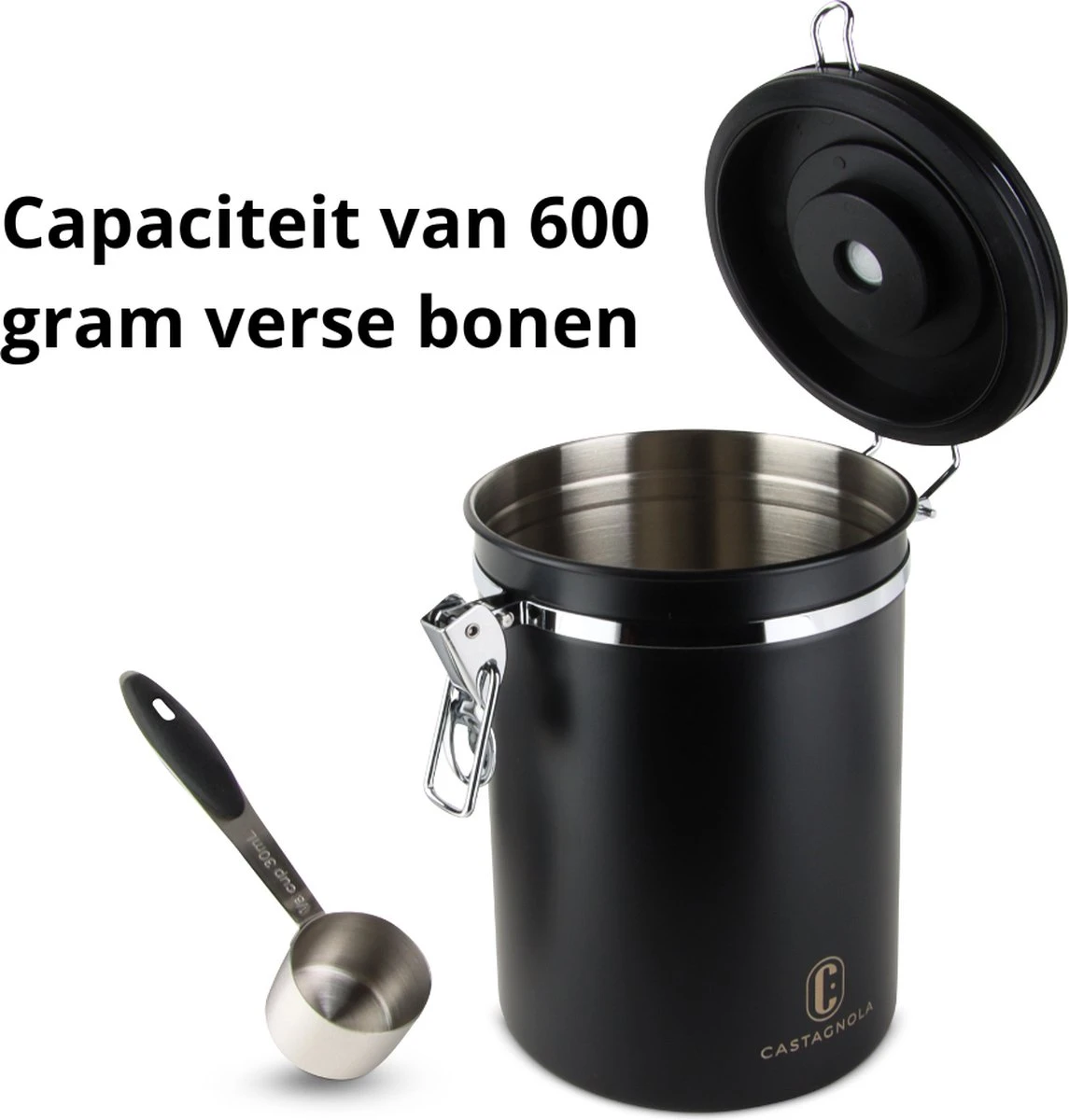 Castagnola Koffie Bewaarbus - Luchtdicht met CO2 Uitlaat - voor 600 gram Koffiebonen - Koffieblik Matzwart Voorraadbussen - Voorraadbus - 1.8L Castagnola Koffie Bewaarbus - Luchtdicht Met CO2 Uitlaat - Voor 600 Gram Koffiebonen - Koffieblik Matzwart Voorraadbussen - Voorraadbus - 1.8L -Lavazza Winkel 1145x1200 1