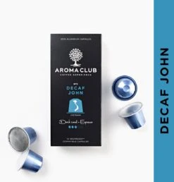 Aroma Club - Nespresso Compatible Capsules (120 St.) - No. 5 Decaf John - Intensiteit 3/5 - Decaf - 100% Aluminium Koffiecups 5 Aroma Club - Nespresso Compatible Capsules (120 St.) - No. 5 Decaf John - Intensiteit 3/5 - Decaf - 100% Aluminium Koffiecups -Lavazza Winkel 1149x1200