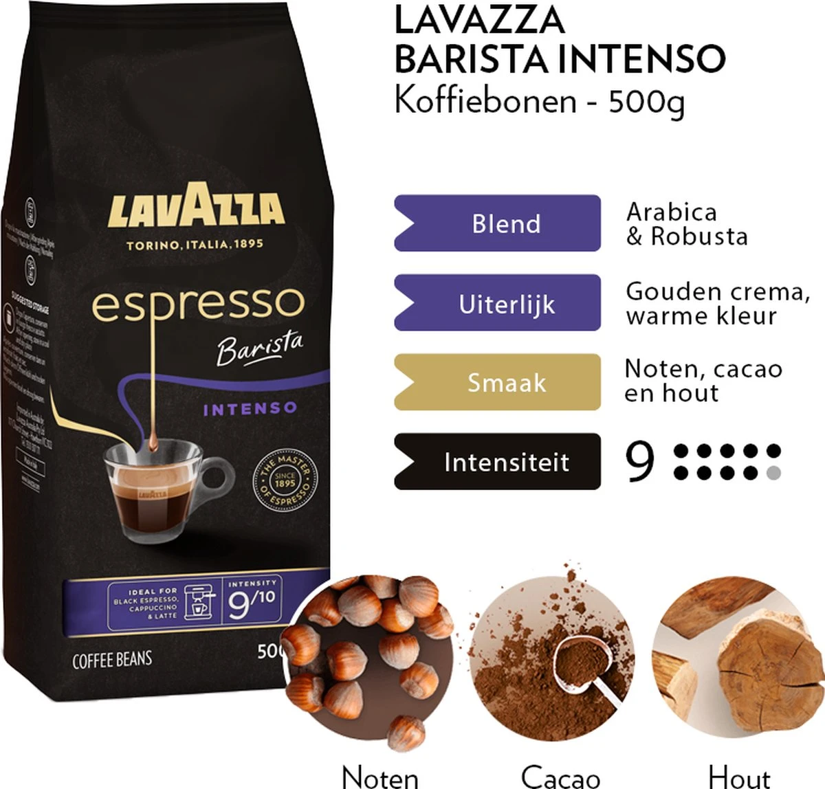 Lavazza Espresso Barista Intenso koffiebonen - 500 gram x4 Lavazza Espresso Barista Intenso Koffiebonen - 500 Gram X4 -Lavazza Winkel