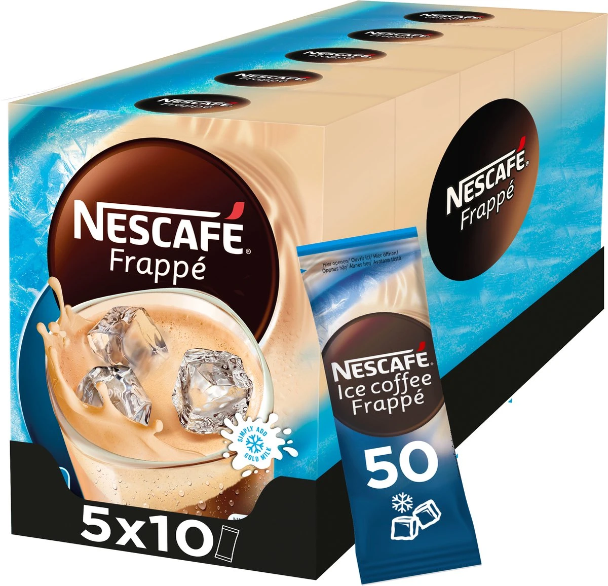 Nescafé Frappé oploskoffie - 5 doosjes à 10 zakjes Nescafé Frappé Oploskoffie - 5 Doosjes à 10 Zakjes -Lavazza Winkel