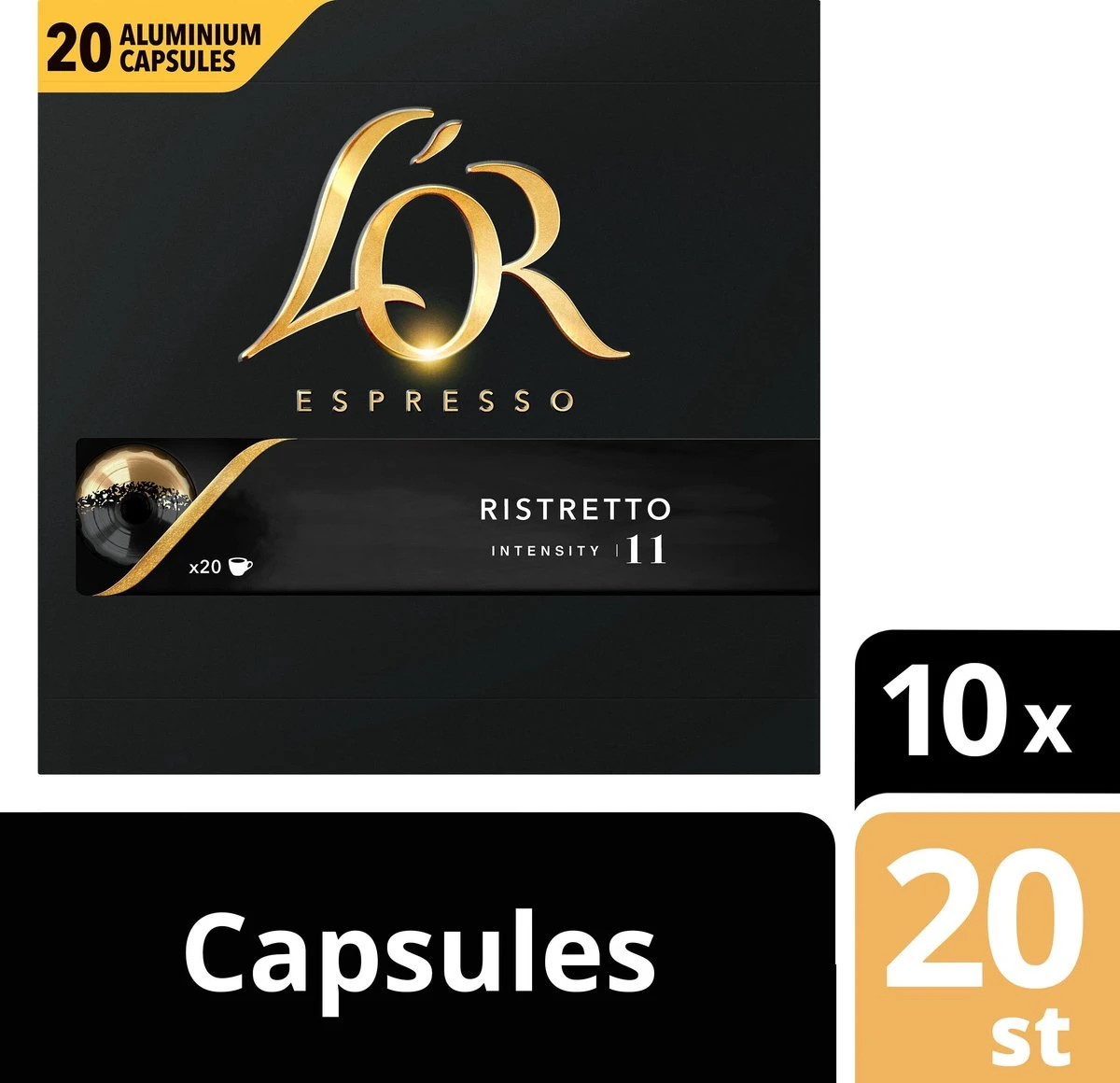 L'OR Espresso Ristretto Koffiecups - Intensiteit 11/12 - 10 x 20 capsules L'OR Espresso Ristretto Koffiecups - Intensiteit 11/12 - 10 X 20 Capsules -Lavazza Winkel 1200x1160 2