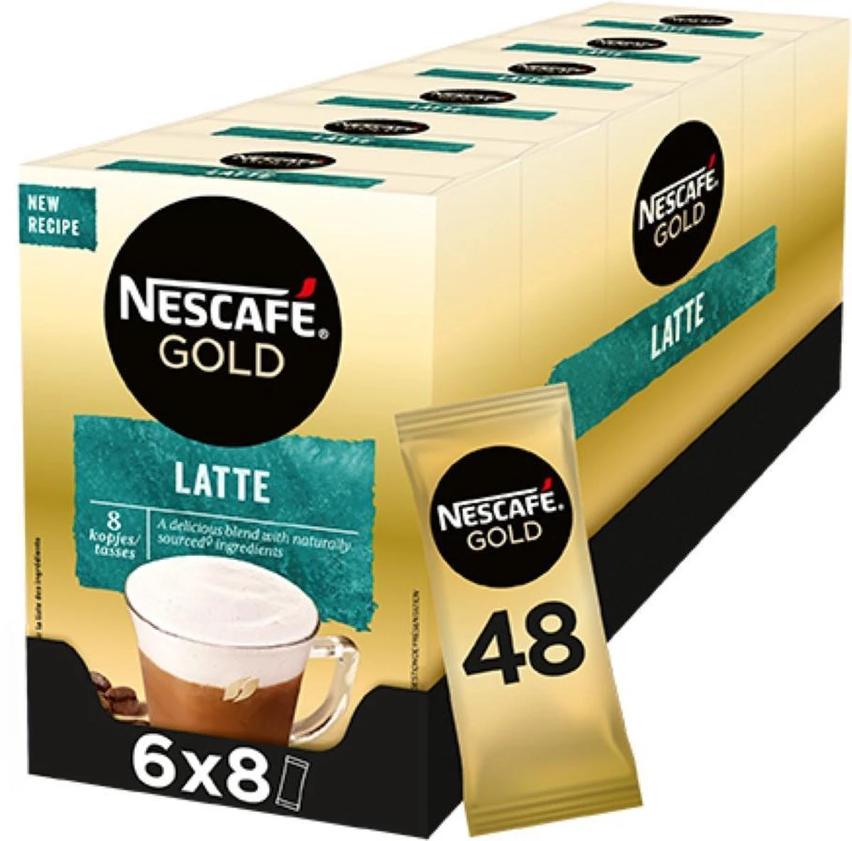 Nescafé Gold Latte Macchiato oploskoffie - 6 doosjes à 8 zakjes Nescafé Gold Latte Macchiato Oploskoffie - 6 Doosjes à 8 Zakjes -Lavazza Winkel 1200x1184 2