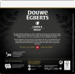 Douwe Egberts Lungo Decaf (6) - 10 X 20 Koffiecups -Lavazza Winkel 1200x1186 1