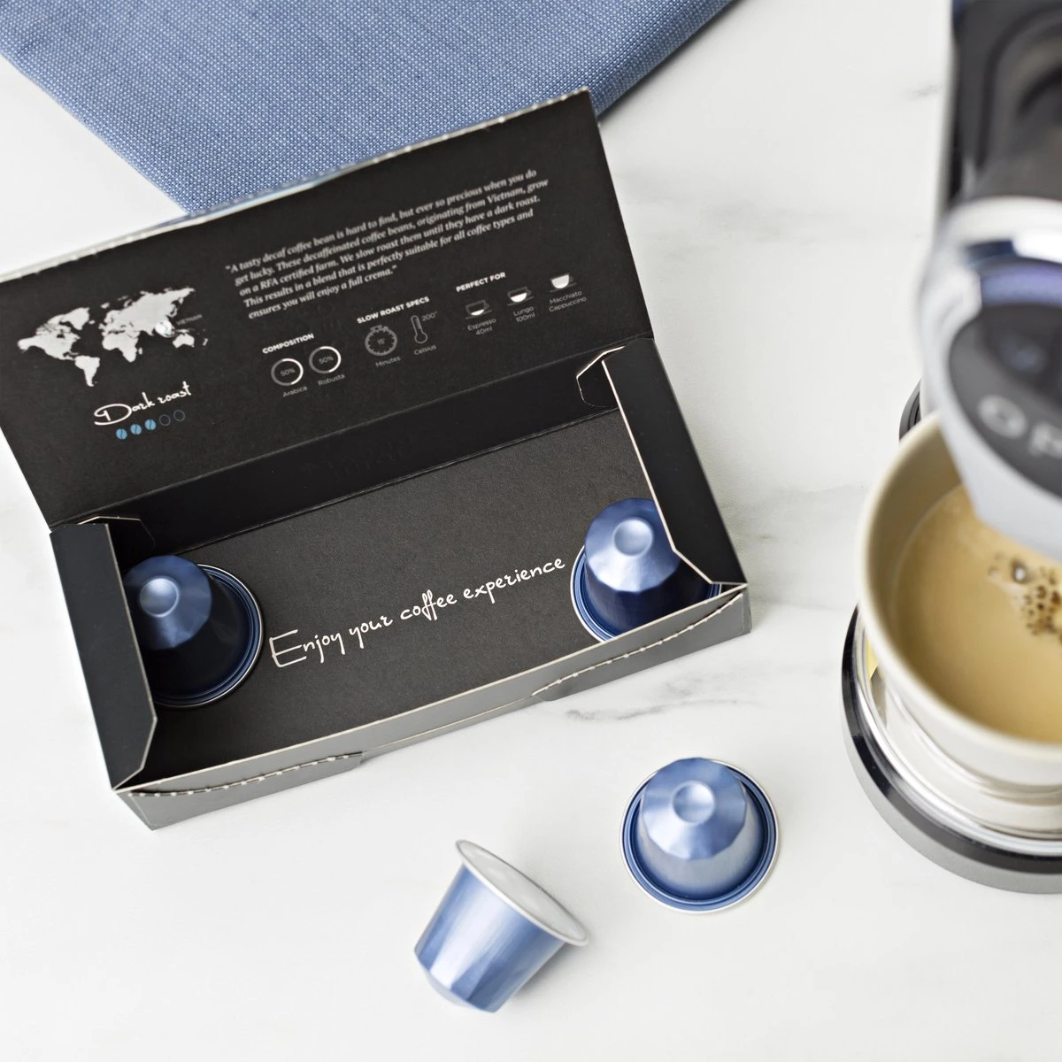 Aroma Club - Nespresso Compatible Capsules (120 st.) - No. 5 Decaf John - Intensiteit 3/5 - Decaf - 100% Aluminium Koffiecups Aroma Club - Nespresso Compatible Capsules (120 St.) - No. 5 Decaf John - Intensiteit 3/5 - Decaf - 100% Aluminium Koffiecups -Lavazza Winkel 1200x1200 245