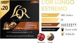 L'OR Lungo Estremo (10) - 10 X 20 Koffiecups -Lavazza Winkel 1200x678 1