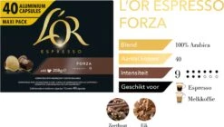 L'OR Espresso Forza Koffiecups - Intensiteit 9/12 - 4 X 40 Capsules -Lavazza Winkel 1200x678
