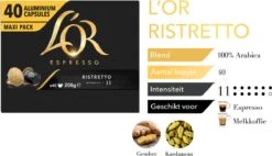 L'OR Espresso Ristretto Koffiecups - Intensiteit 11/12 - 4 X 40 Capsules 6 L'OR Espresso Ristretto Koffiecups - Intensiteit 11/12 - 4 X 40 Capsules -Lavazza Winkel 1200x691 1