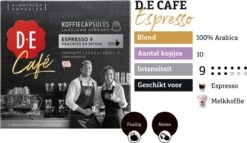 Douwe Egberts D.E Café Espresso Koffiecups - Intensiteit 9/12 - 10 X 20 Capsules -Lavazza Winkel 1200x697