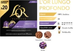 L'OR Lungo Profondo Koffiecups - Intensiteit 8/12 - 10 X 20 Capsules -Lavazza Winkel 1200x852