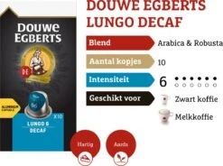 Douwe Egberts Lungo Decaf Koffiecups - Intensiteit 6/12 - 10 X 10 Capsules -Lavazza Winkel 1200x895 1