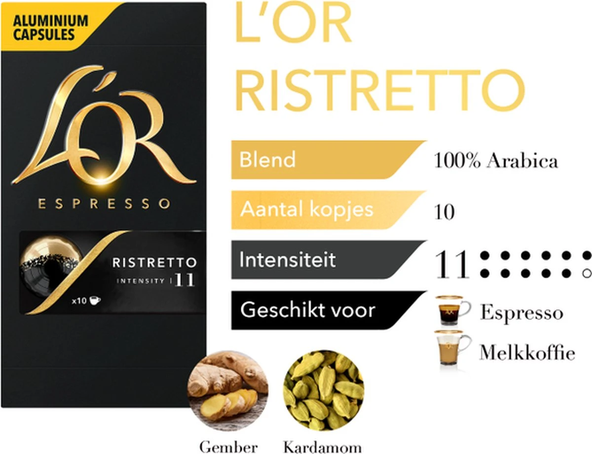 L'OR Espresso Ristretto (11) - 10 x 10 Koffiecups L'OR Espresso Ristretto (11) - 10 X 10 Koffiecups -Lavazza Winkel