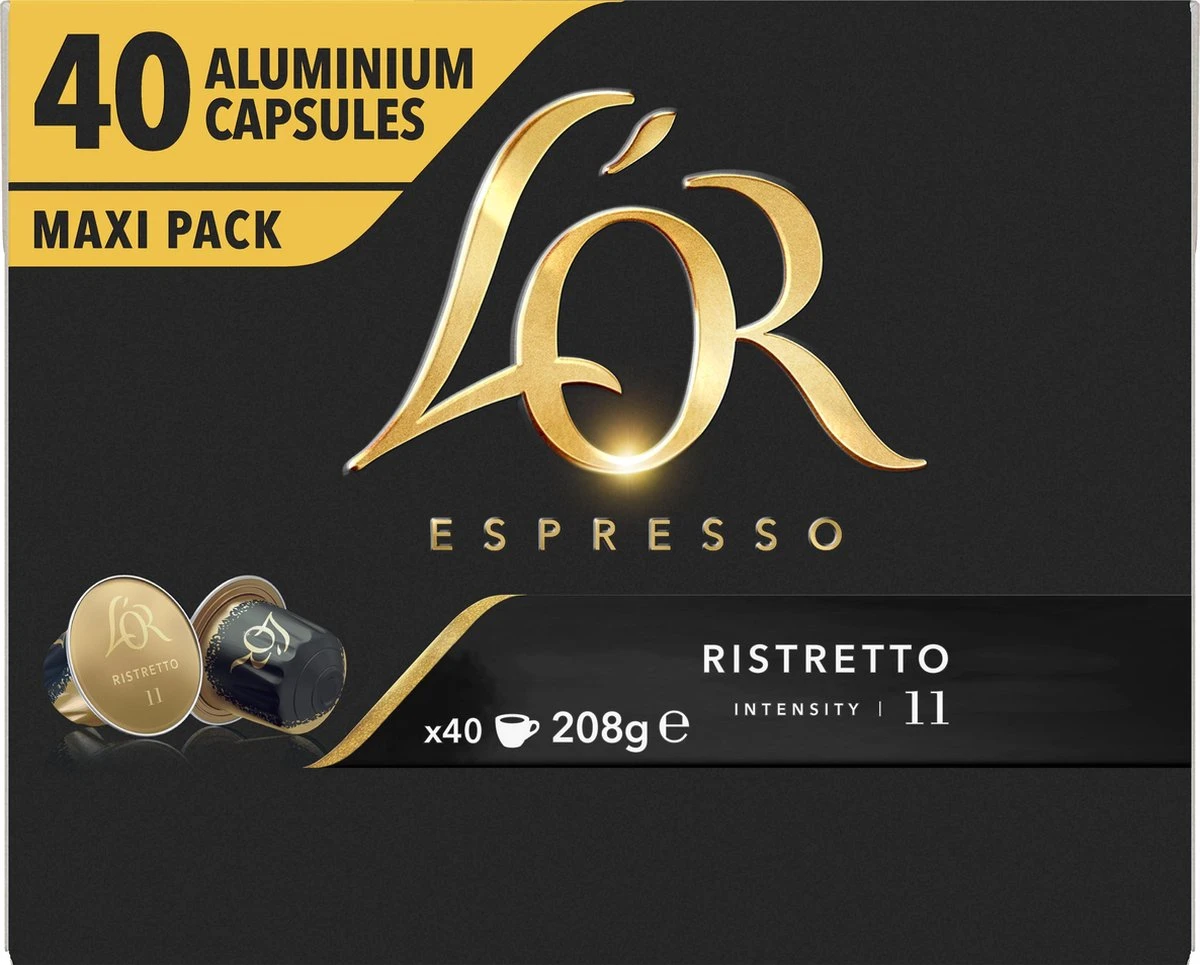 L'OR Espresso Ristretto Koffiecups - Intensiteit 11/12 - 4 x 40 Capsules L'OR Espresso Ristretto Koffiecups - Intensiteit 11/12 - 4 X 40 Capsules -Lavazza Winkel 1200x965 2
