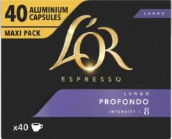 L'OR Lungo Profondo Koffiecups - Intensiteit 8/12 - 4 X 40 Capsules -Lavazza Winkel 1200x966 2