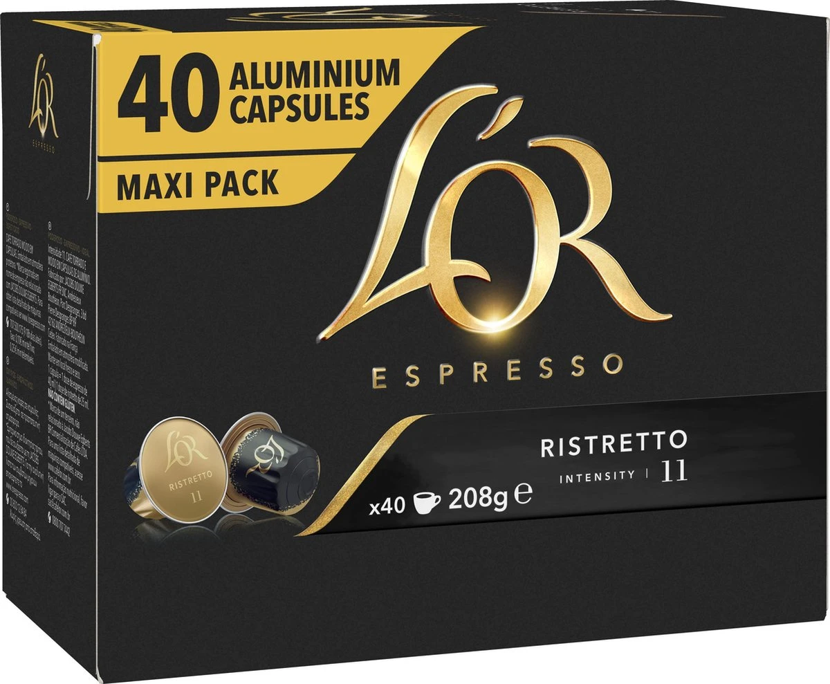 L'OR Espresso Ristretto Koffiecups - Intensiteit 11/12 - 4 x 40 Capsules L'OR Espresso Ristretto Koffiecups - Intensiteit 11/12 - 4 X 40 Capsules -Lavazza Winkel 1200x989 1