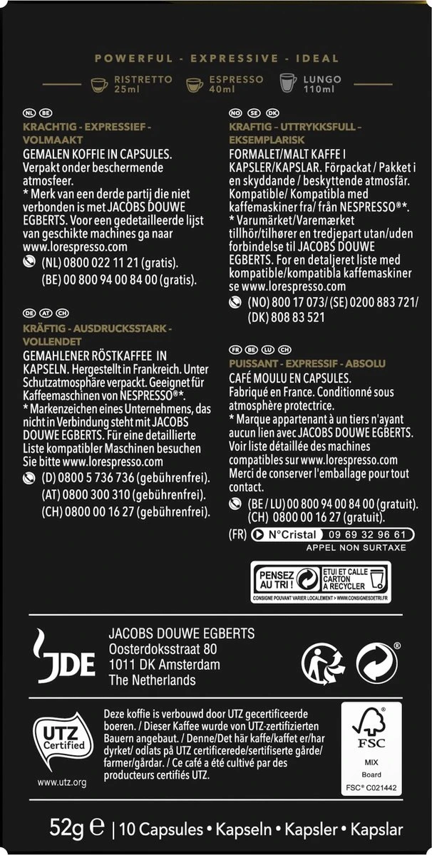 L'OR Espresso Ristretto (11) - 10 x 10 Koffiecups L'OR Espresso Ristretto (11) - 10 X 10 Koffiecups -Lavazza Winkel 606x1200 2