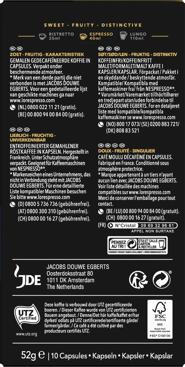 L'OR Espresso Decaffeinato Koffiecups - Intensiteit 6/12 - 10 x 10 capsules L'OR Espresso Decaffeinato Koffiecups - Intensiteit 6/12 - 10 X 10 Capsules -Lavazza Winkel 606x1200 9