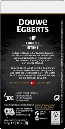 Douwe Egberts Lungo Intens Koffiecups - Intensiteit 8/12 - 10 X 10 Capsules 4 Douwe Egberts Lungo Intens Koffiecups - Intensiteit 8/12 - 10 X 10 Capsules -Lavazza Winkel 607x1200 1