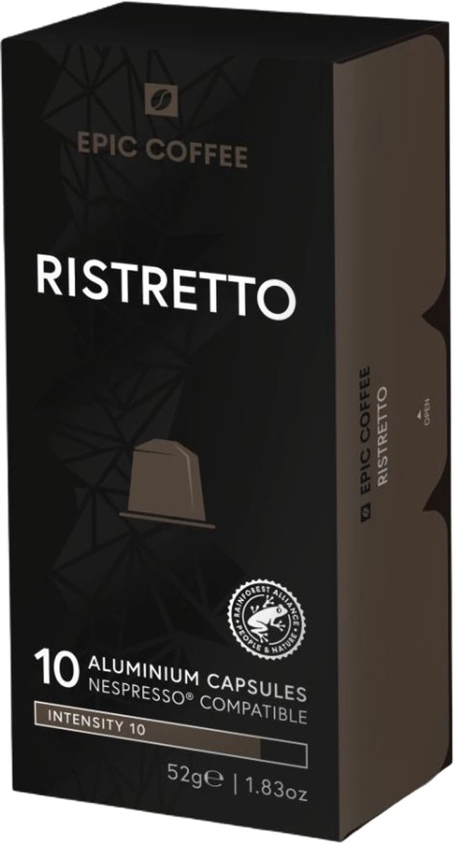 100 Capsules Epic Coffee - Ristretto - Nespresso® compatible aluminium capsules - RFA Keurmerk - Doos 100 stuks 100 Capsules Epic Coffee - Ristretto - Nespresso® Compatible Aluminium Capsules - RFA Keurmerk - Doos 100 Stuks -Lavazza Winkel 648x1200 2