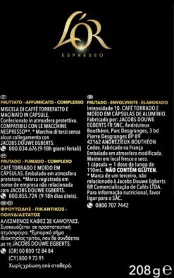 L'OR Lungo Estremo Koffiecups - Intensiteit 10/12 - 4 X 40 Capsules -Lavazza Winkel 750x1200