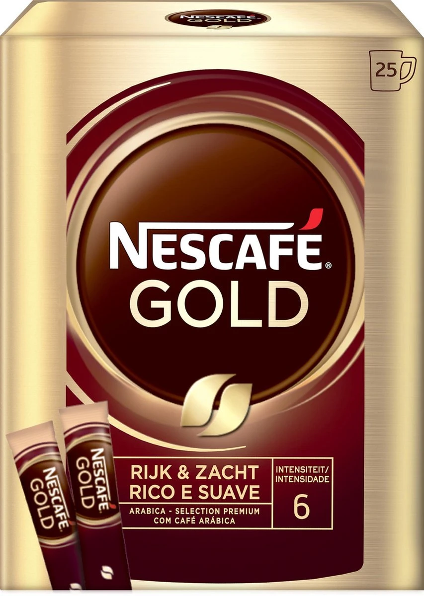 Nescafé Gold oploskoffie - 6 doosjes à 25 zakjes Nescafé Gold Oploskoffie - 6 Doosjes à 25 Zakjes -Lavazza Winkel
