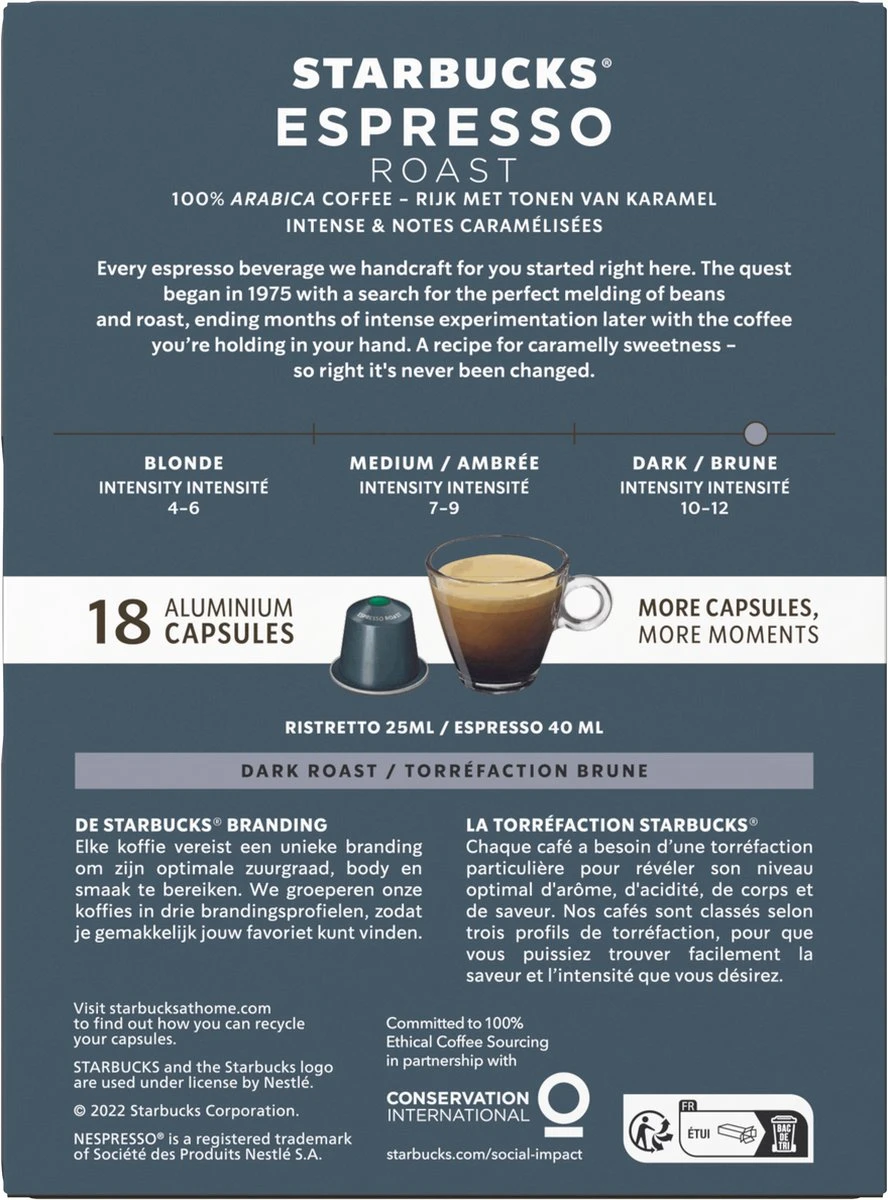 Starbucks by Nespresso capsules Espresso Roast - 7 doosjes à 18 koffiecups Starbucks By Nespresso Capsules Espresso Roast - 7 Doosjes à 18 Koffiecups -Lavazza Winkel 888x1200 1