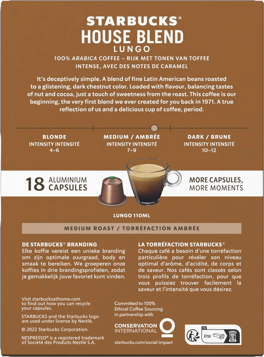 Starbucks by Nespresso capsules Medium House Blend - 7 doosjes à 18 koffiecups Starbucks By Nespresso Capsules Medium House Blend - 7 Doosjes à 18 Koffiecups -Lavazza Winkel 888x1200 3