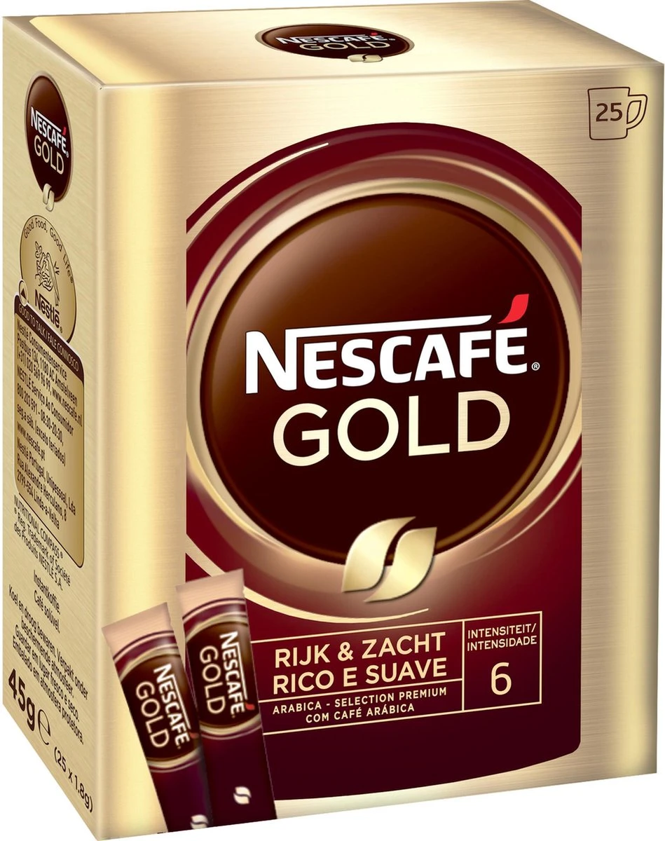 Nescafé Gold oploskoffie - 6 doosjes à 25 zakjes Nescafé Gold Oploskoffie - 6 Doosjes à 25 Zakjes -Lavazza Winkel