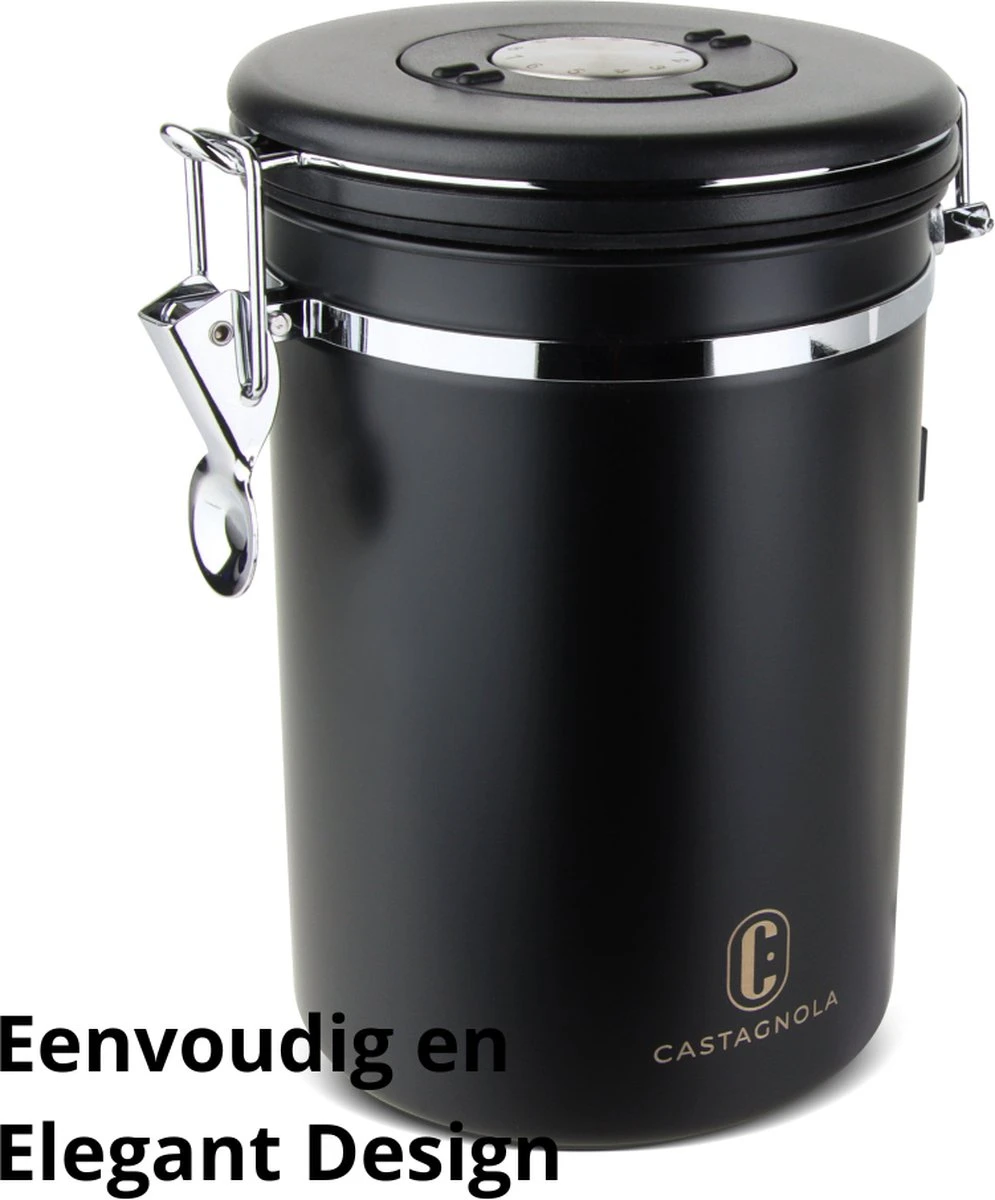 Castagnola Koffie Bewaarbus - Luchtdicht met CO2 Uitlaat - voor 600 gram Koffiebonen - Koffieblik Matzwart Voorraadbussen - Voorraadbus - 1.8L Castagnola Koffie Bewaarbus - Luchtdicht Met CO2 Uitlaat - Voor 600 Gram Koffiebonen - Koffieblik Matzwart Voorraadbussen - Voorraadbus - 1.8L -Lavazza Winkel 995x1200 17